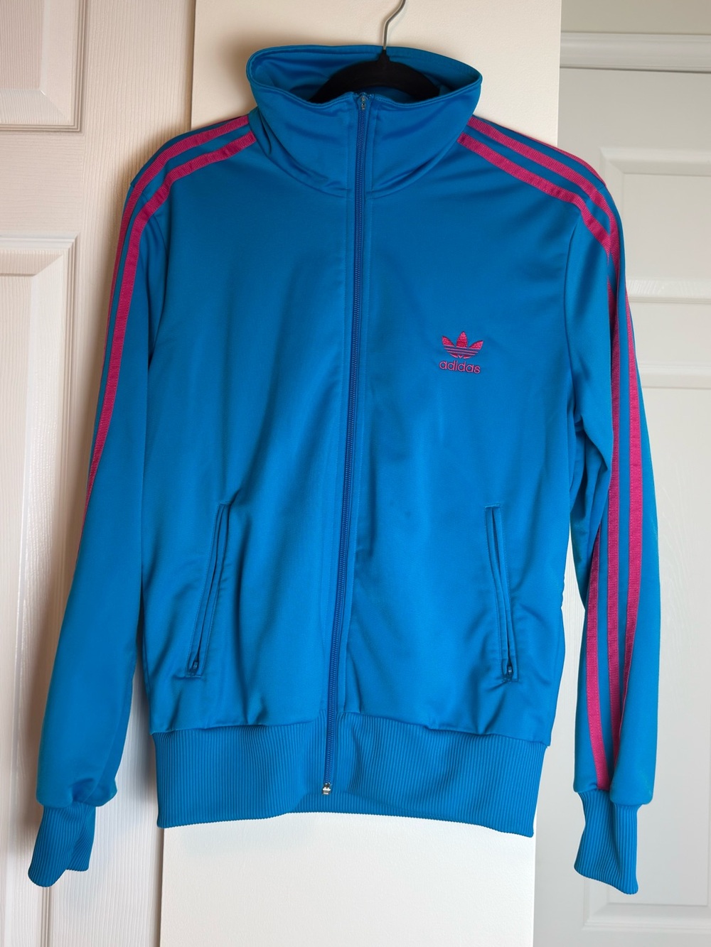 Vintage Y2K 2000s Adidas Originals Track Jacket Blue Pink Trefoil Women’s L
